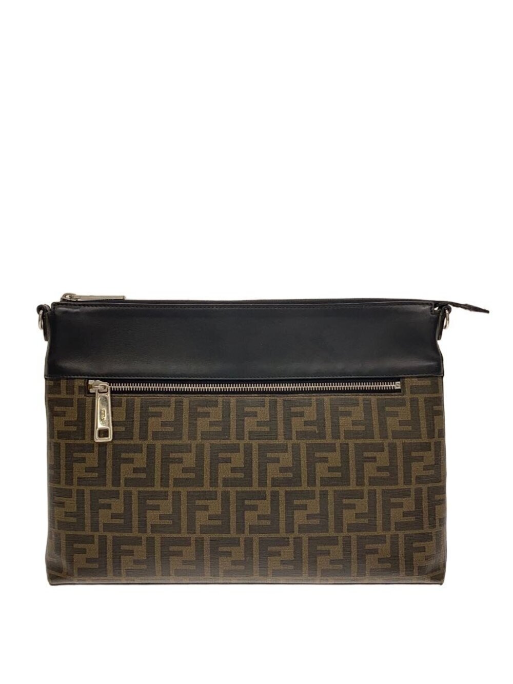 Fendi FF messenger bag iconic logo canvas black leather